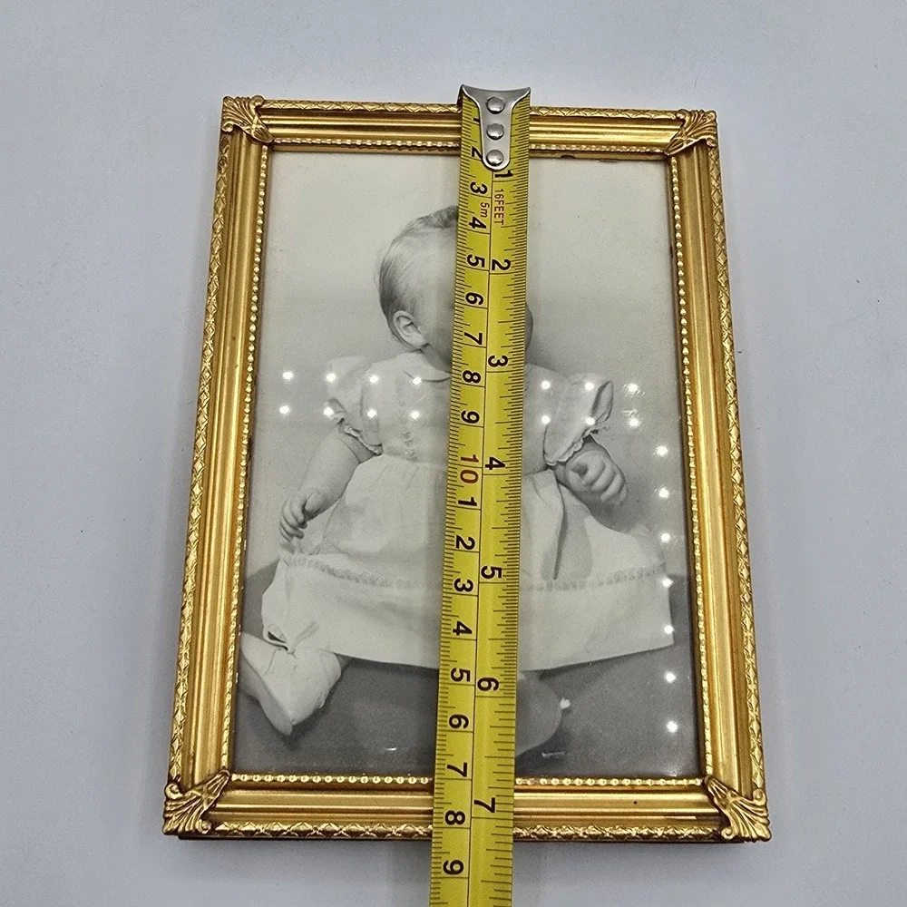 MCM‎ Brass/Gold Tone Metal Picture Frames With Photo Of Baby Girl